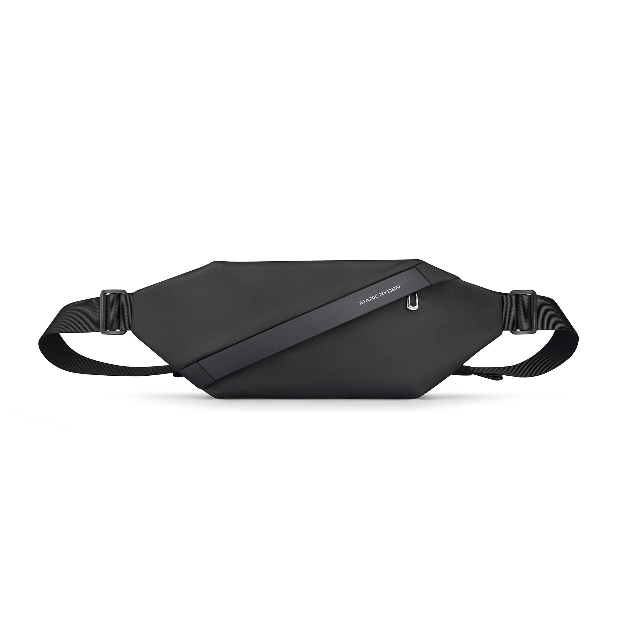 Mark Ryden UrbanStride black compact crossbody bag with geometric design and adjustable straps for city exploration.