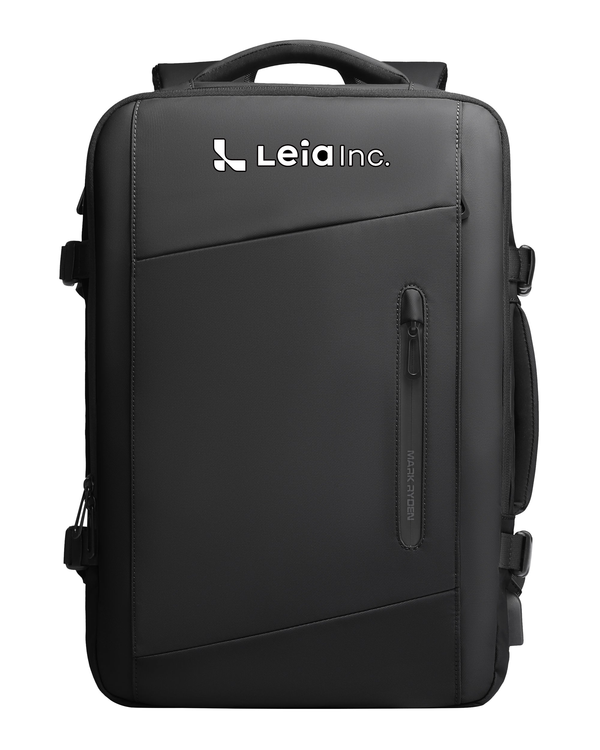 Black Mark Ryden anti-theft travel backpack with Leia Inc. custom logo