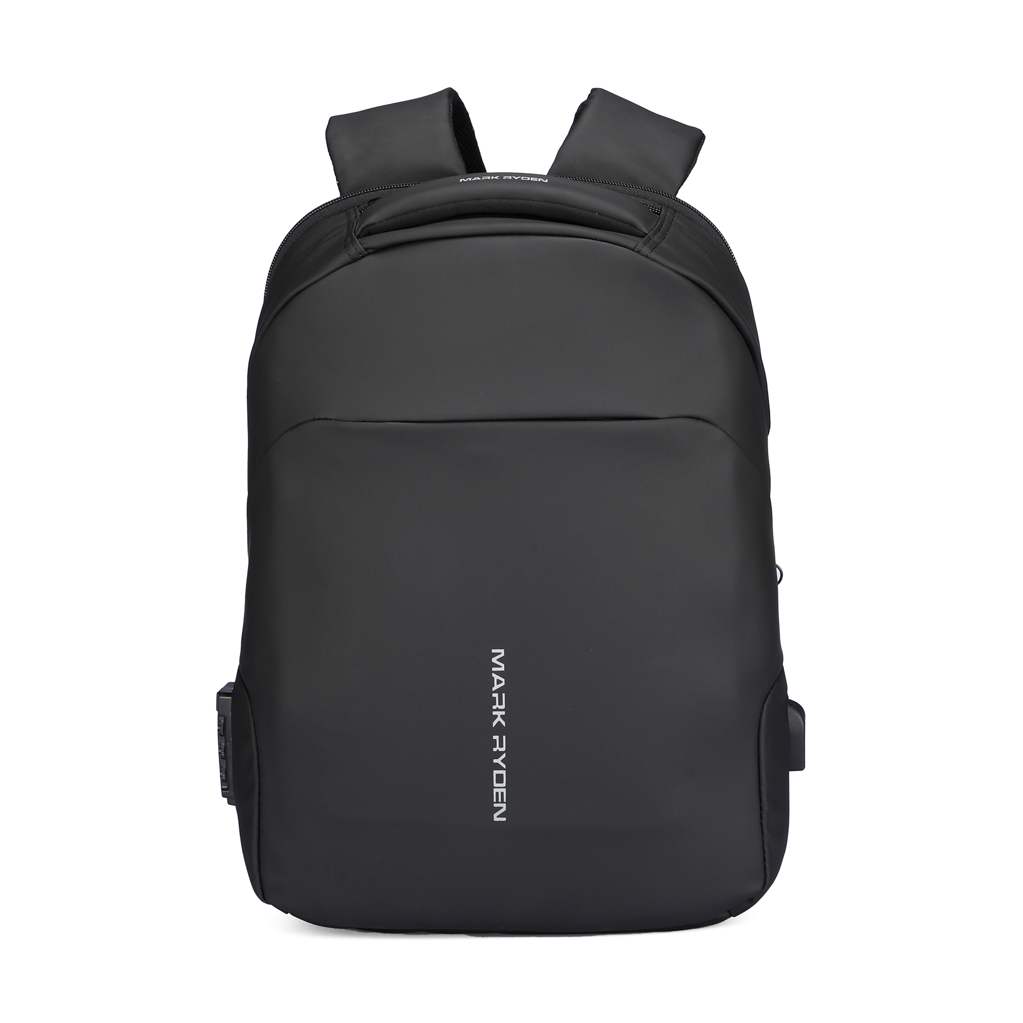 Modern black Mark Ryden anti-theft laptop backpack with USB charging port