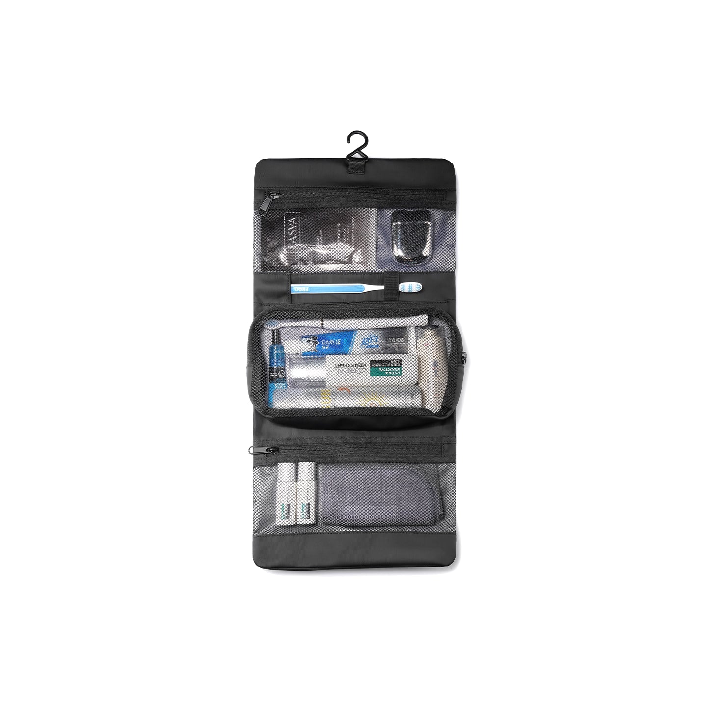 MagiClip: Wet-Dry Separate Toiletry Bag with Toothbrush Holder For Daily