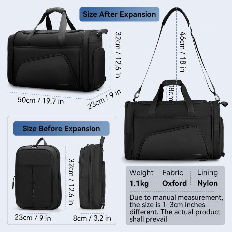 MarkRyden Global black expandable travel gym bag - anti-theft feature