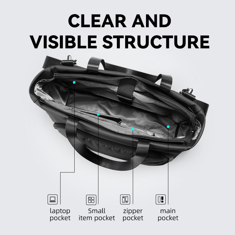 Mark Ryden Global black tech-integrated messenger bag with dedicated charger compartment