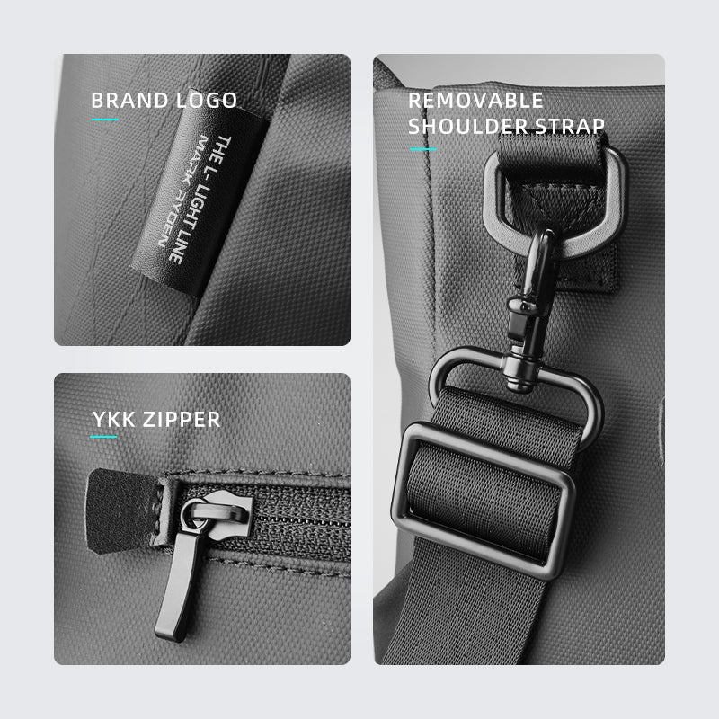 Mark Ryden Global messenger bag with brand logo, removable strap, YKK zipper - tech-integrated design