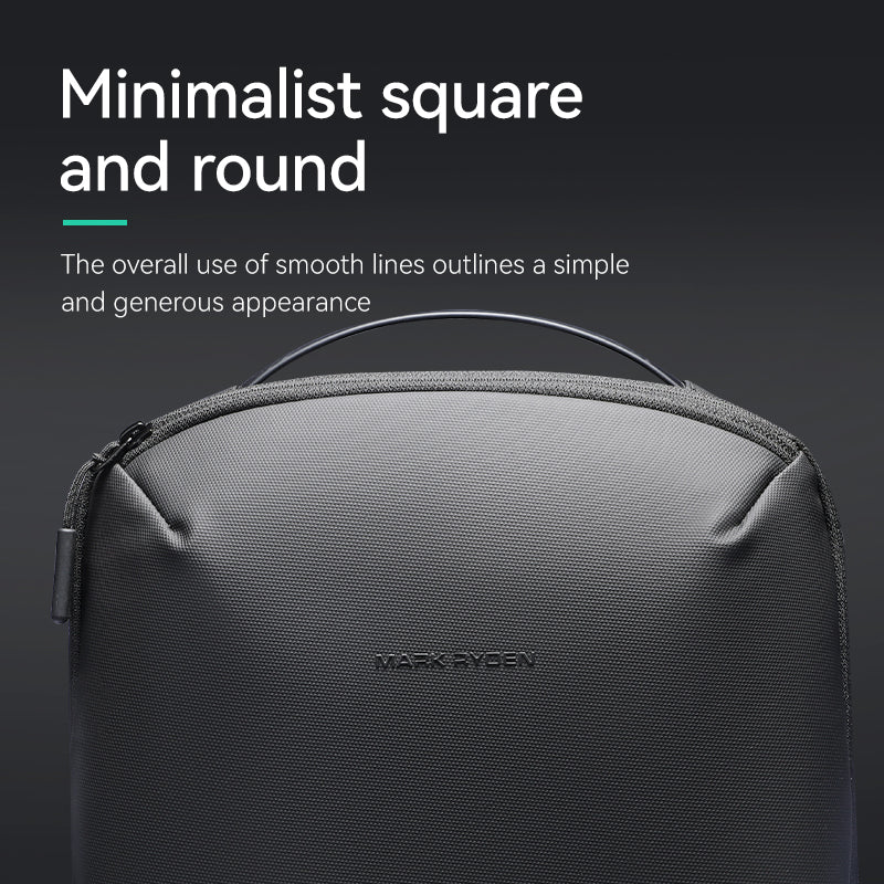 Mark Ryden minimalist gray laptop backpack with smooth lines