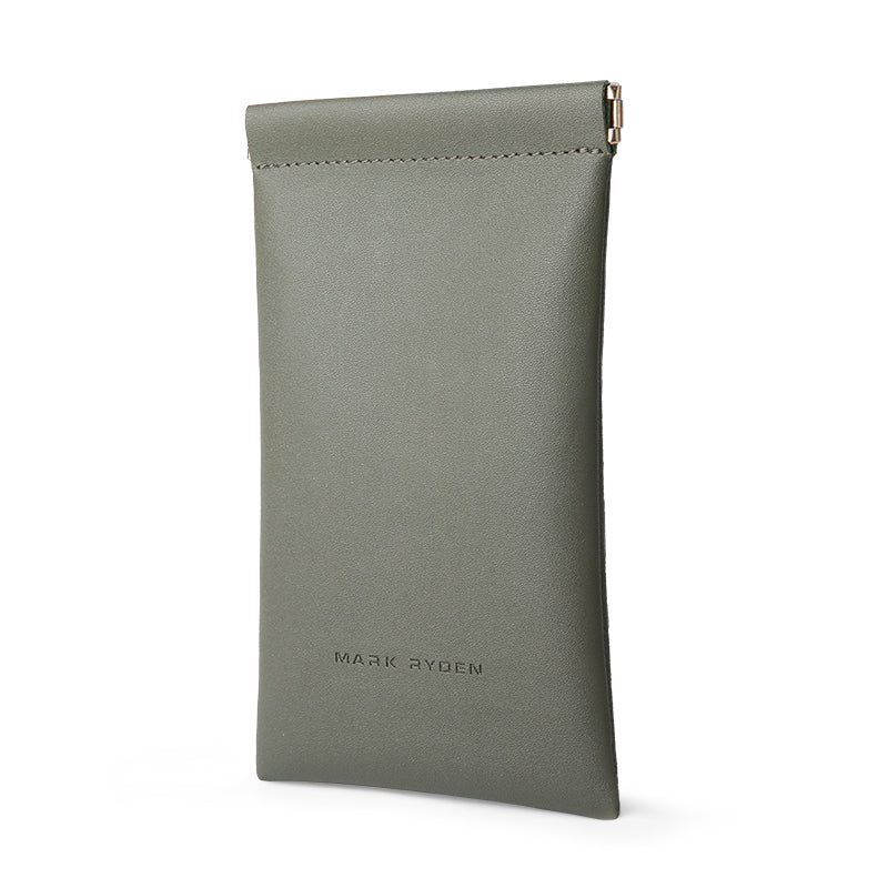 Mark Ryden olive green sunglasses pouch with zipper for travel accessories