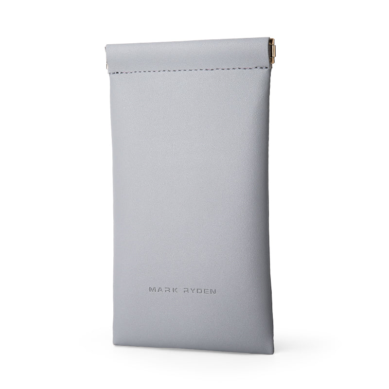Mark Ryden Global light gray sunglasses pouch with zipper - modern travel accessory