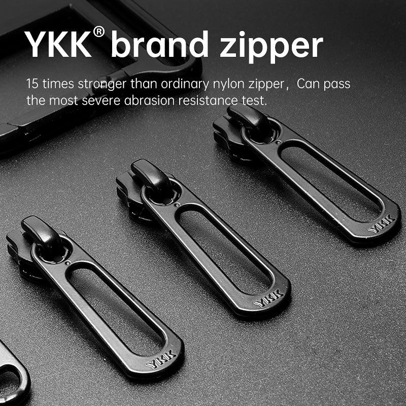 Black YKK zippers for Mark Ryden business briefcase - durable design for modern travelers
