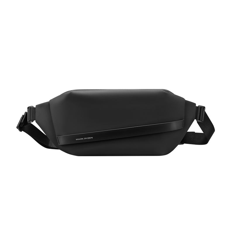 Black oxford material elegant crossbody bag with adjustable strap, lightweight and waterproof, by Mark Ryden.