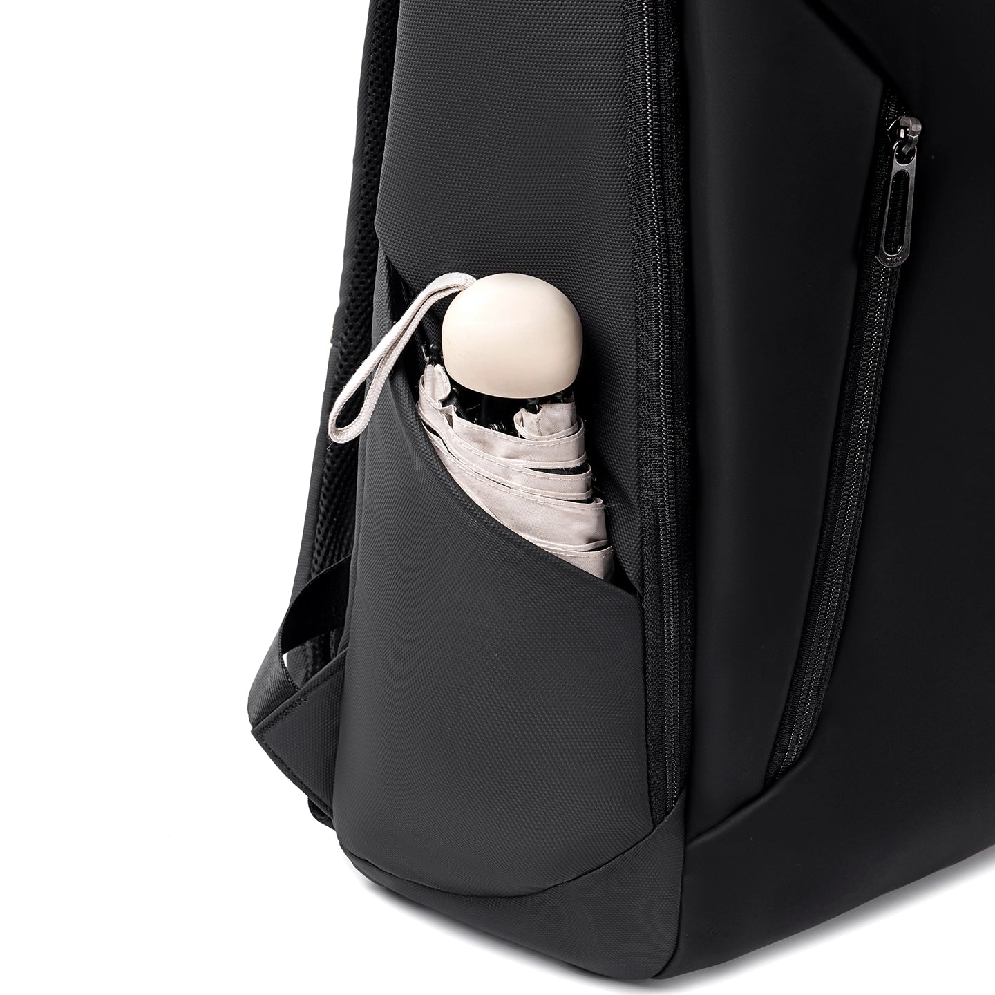 Mark Ryden black backpack with umbrella in side pocket - daily bag