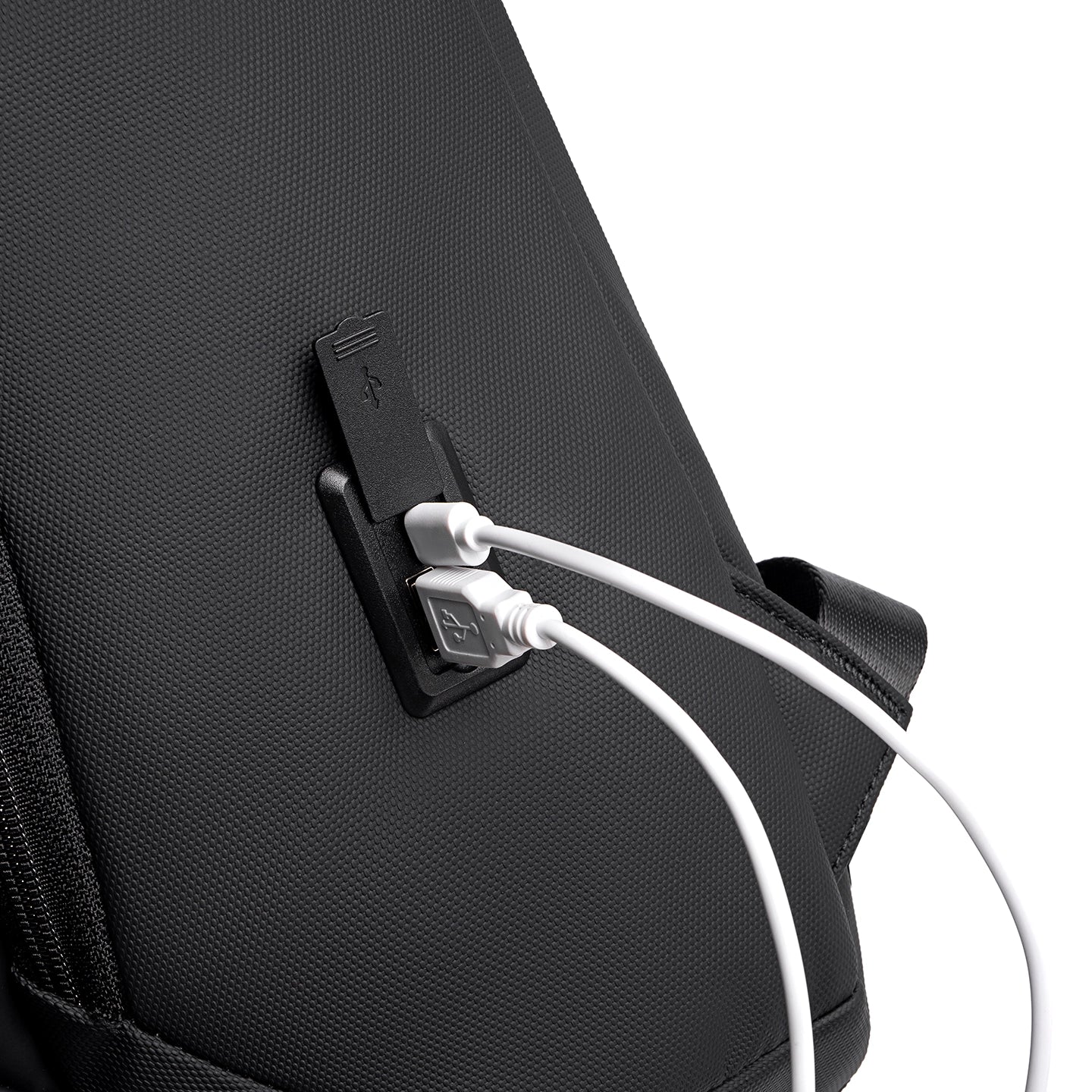 Black Mark Ryden futuristic backpack with USB charging ports