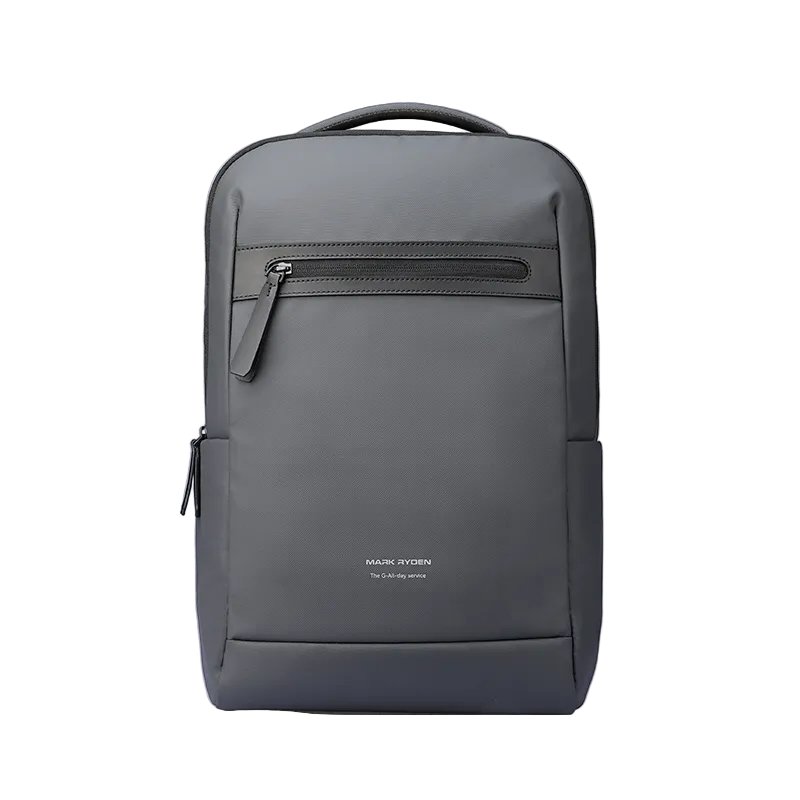 Gray UrbanFlex Lite lightweight business backpack with front zip pocket, side pockets, and separate computer compartment by Mark Ryden