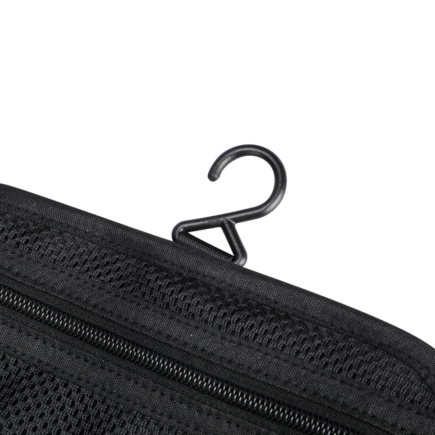 Black mesh compact washbag with hook attachment, MARK RYDEN Global travel essential