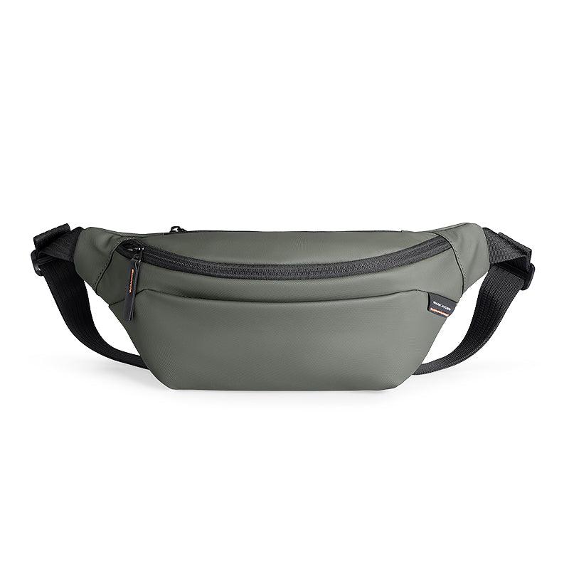 Gray Mark Ryden daily crossbody bag with black straps and zipper