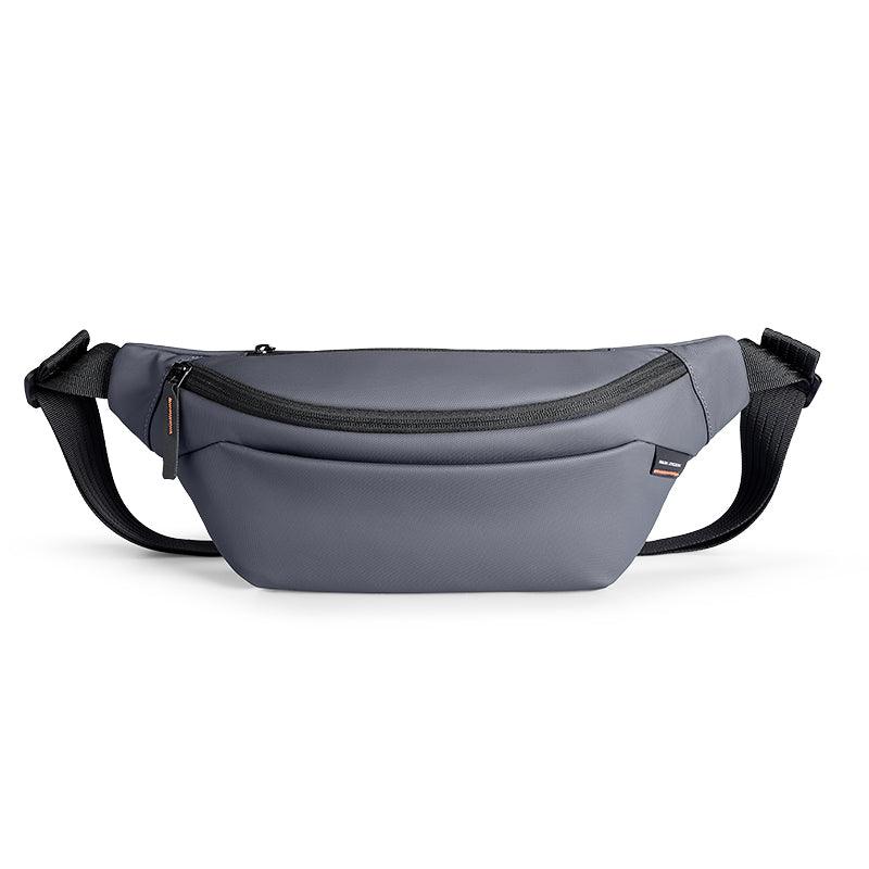 Brak Simple Fashionable Daily Crossbody Bag in slate gray with zippered front pocket and adjustable black straps