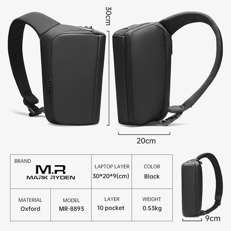 Mark Ryden black waterproof crossbody bag MR-8893 oxford material
