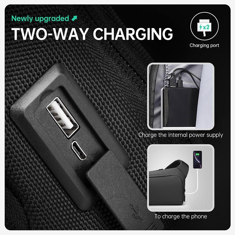 Breck Daily waterproof crossbody bag with two-way USB charging feature