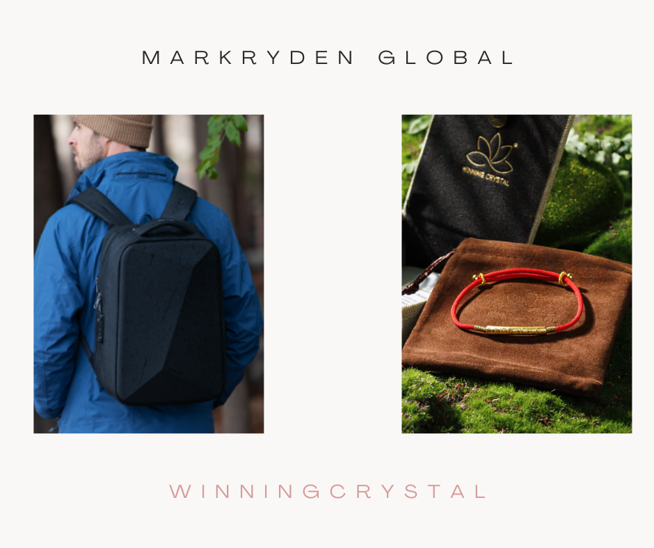Mark Ryden Global black anti-theft backpack & Winning Crystal red string bracelet