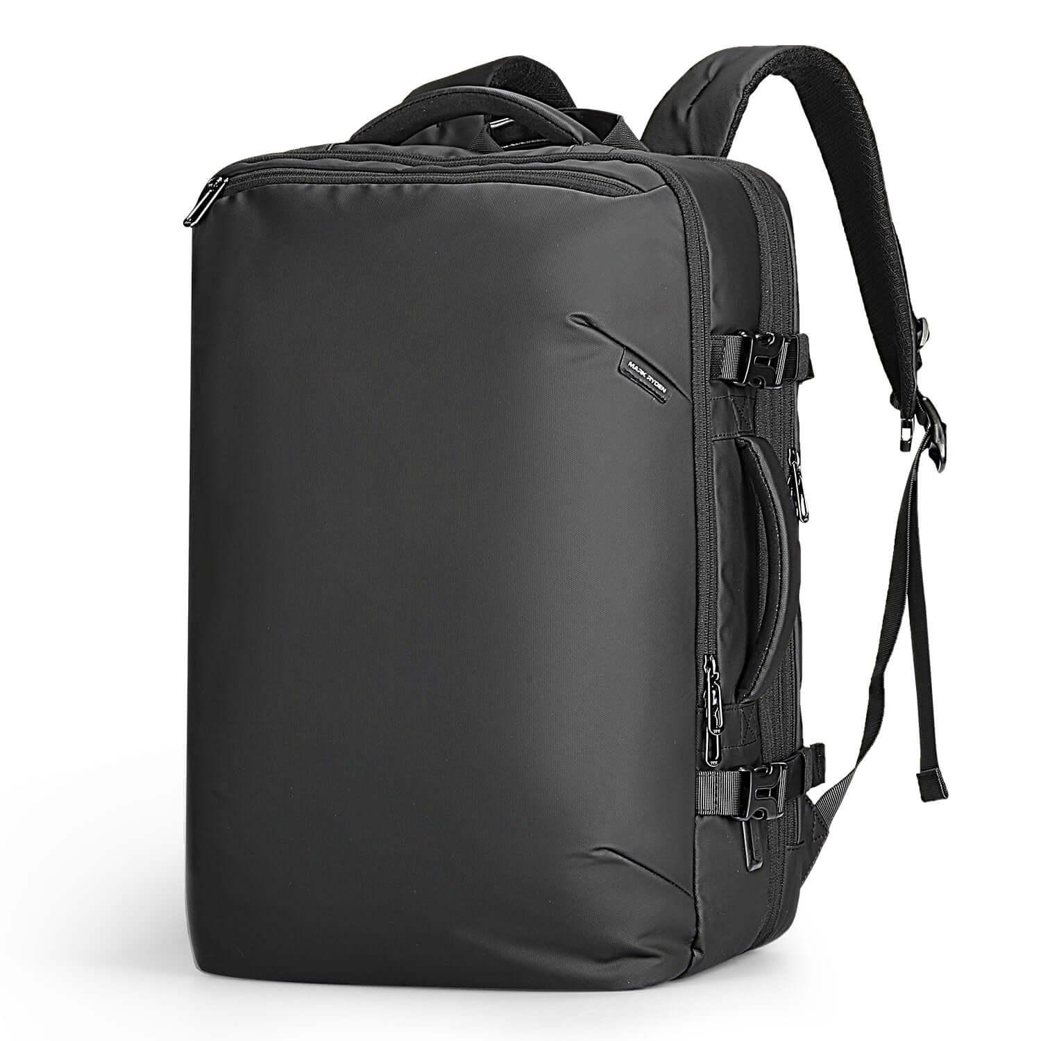Black Explorer large capacity multi-layer backpack with multiple zippers, adjustable straps, and anti-theft design for modern travelers.