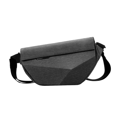 Gray Diamond Facets hard case crossbody bag: large capacity, waterproof, scratch-resistant, with flap closure and adjustable black straps.