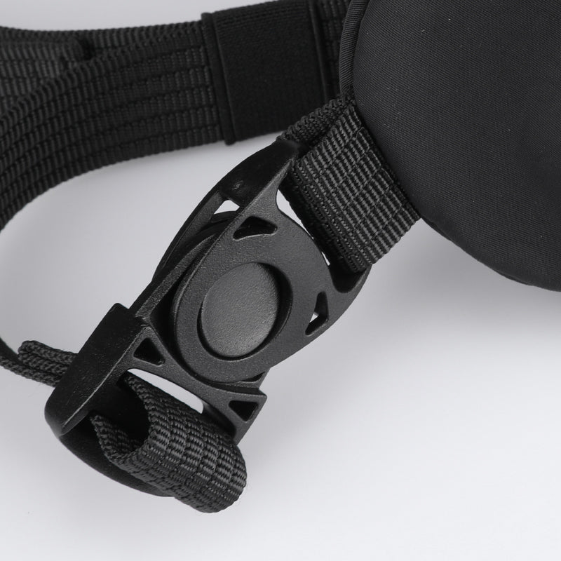 ChillFlex sling bag black buckle detail - MarkRyden Global anti-theft travel bag