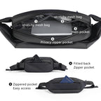 MarkRyden Global black crossbody bag with stretchy mesh pockets for travel