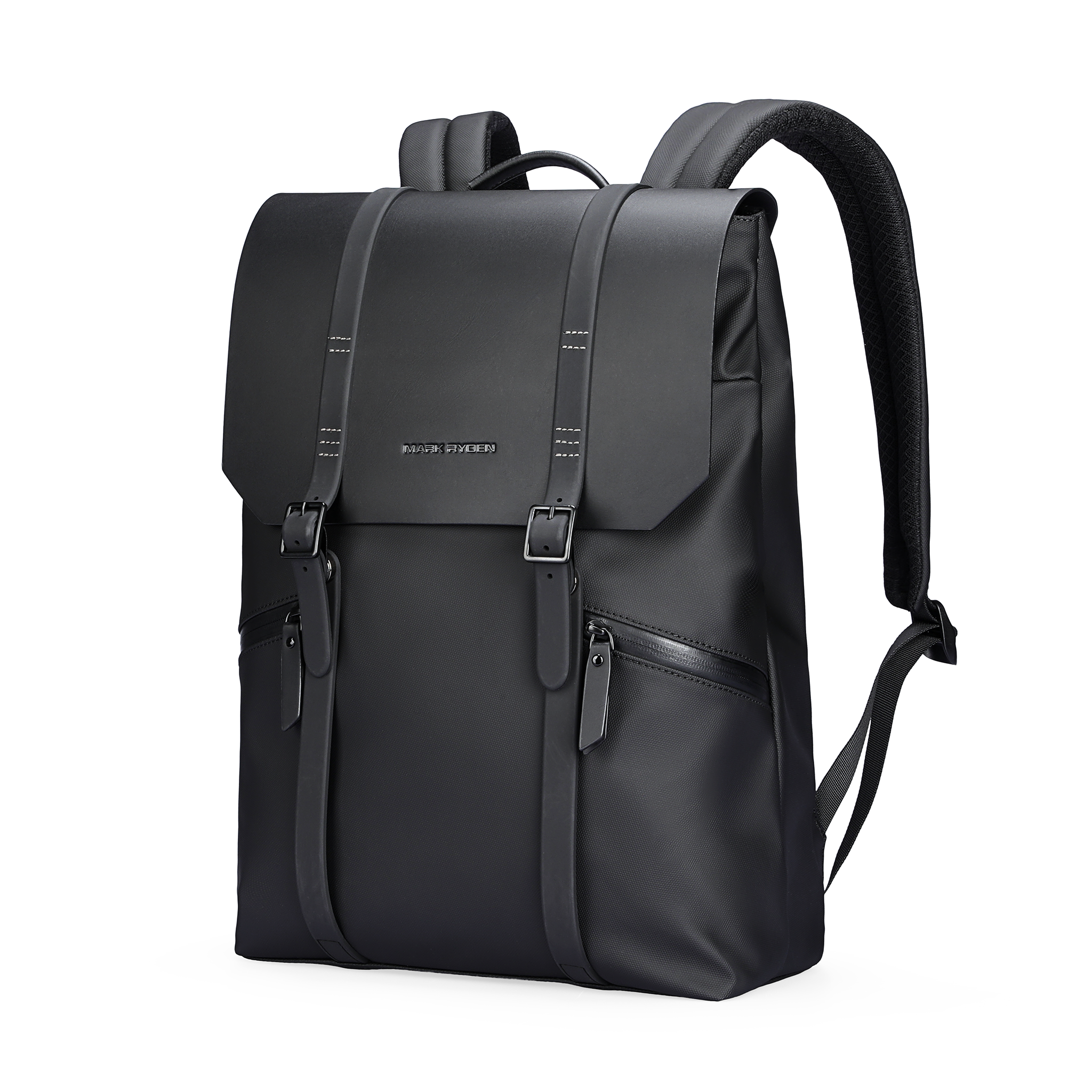 Mark Ryden black Oxford business backpack with buckles