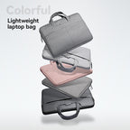 Colorful lightweight business work style laptop bags in gray, light gray, pink, dark gray, and black, designed for 13.3-15.6 inch laptops with handles, from MARK RYDEN Global.