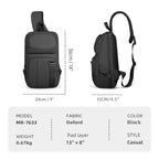 Black waterproof crossbody bag by Mark Ryden Global, large capacity commuter bag