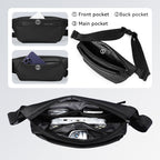 Mark Ryden Global black leather crossbody sling bag with front/back/main pockets for travel