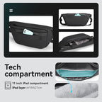 MarkRyden Global black waterproof crossbody bag with 11-inch iPad tech compartment