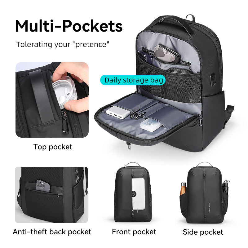 Mark Ryden Global black waterproof scratch-resistant backpack with multi-pockets