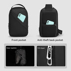 Mark Ryden Global's black waterproof crossbody bag with anti-theft pockets