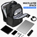Mark Ryden black travel backpack with multi-layer space, fits 15.6 laptop, work gear shown