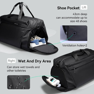 Mark Ryden Global black multifunctional fitness sports bag with shoe pocket and wet dry area