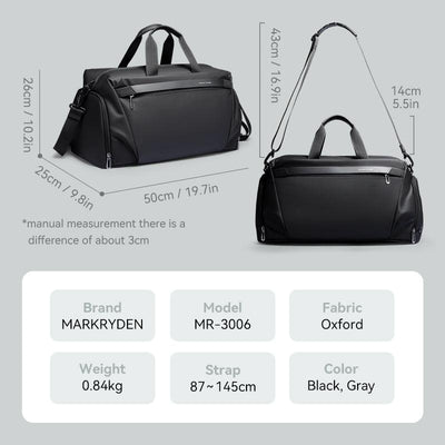 Markryden MR-3006 black multifunctional fitness bag measurements
