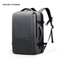 Gray Mark Ryden 40L backpack with three-layer main pocket, designed for business trips, travel, and college use, featuring multiple compartments and adjustable straps.