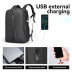 Mark Ryden Global black leather waterproof scratch-resistant high-capacity backpack with USB charging