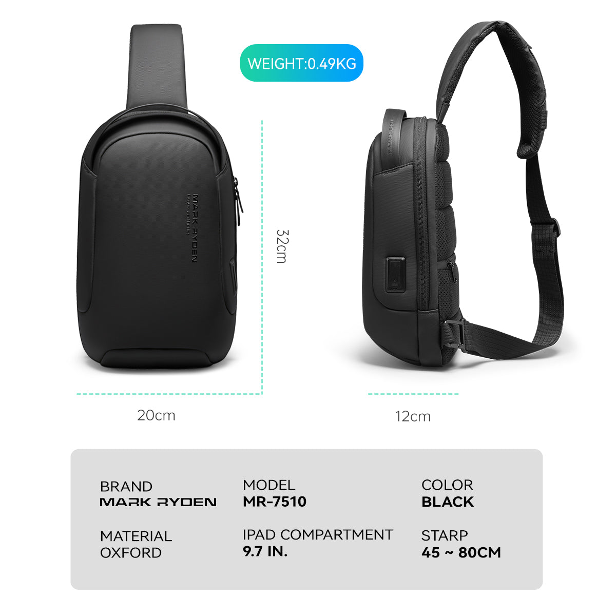 Torino MR7510: Multifunction Sling Bag with USB Port | MARK RYDEN