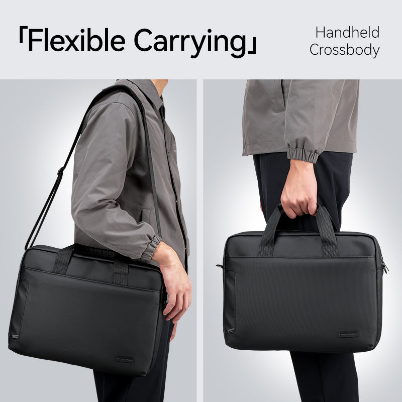 MarkRyden Classic IV black commuter briefcase, crossbody & handheld carrying styles