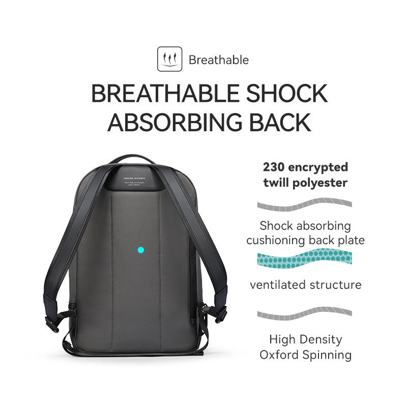 Mark Ryden Drifter backpack - dark gray, breathable back, twill polyester, shock absorbing