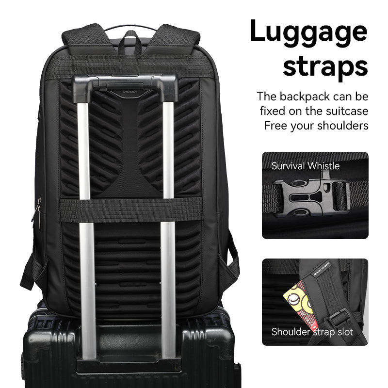 Mark Ryden Global FileMaster black travel backpack with luggage straps