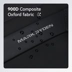 Close-up of Mark Ryden EasePack Sling bag's black 900D Composite Oxford fabric with water-resistant droplets.