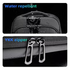 Water repellent black backpack with YKK zippers - MarkRyden Global travel companion