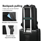 Modern traveler Mark Ryden black futuristic backpack with trolley attachment