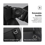 Black waterproof messenger bag with rotatable buckle, bottom storage buckle, and retractable keychain - spacious design