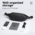 Mark Ryden black oxford waterproof crossbody bag holds devices elegantly lightweight