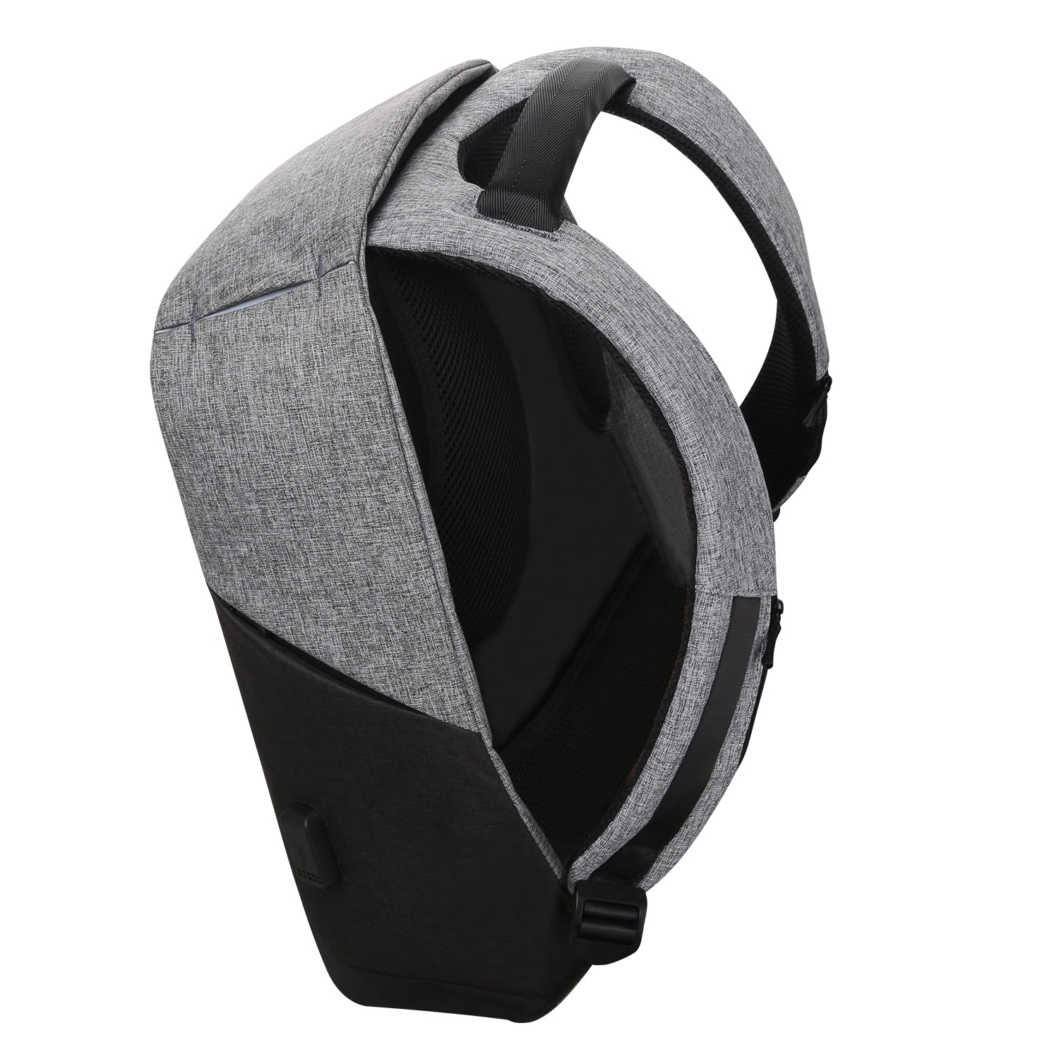 Gray anti-theft backpack with USB charging, spacious interior - MarkRyden Global