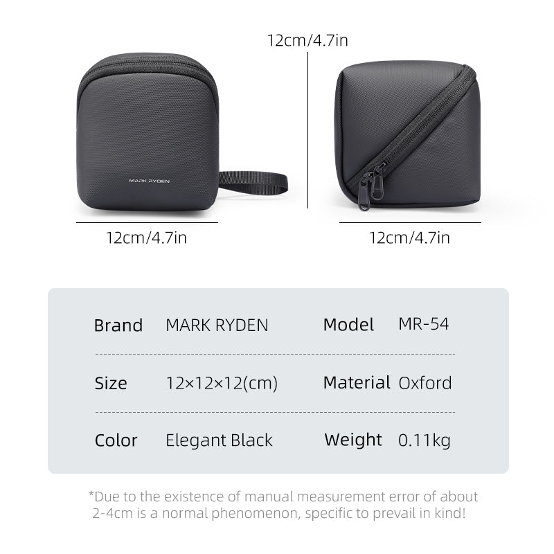 MARK RYDEN Switchstorage VII compact toiletry organizer - elegant black oxford material, 12x12x12cm size