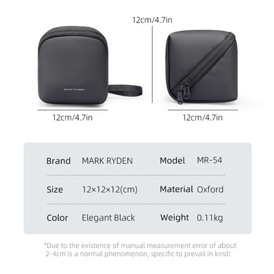 MARK RYDEN Switchstorage VII compact toiletry organizer - elegant black oxford material, 12x12x12cm size