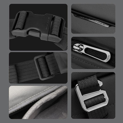 MARK RYDEN Global waterproof scratch-resistant crossbody bag buckle strap detail